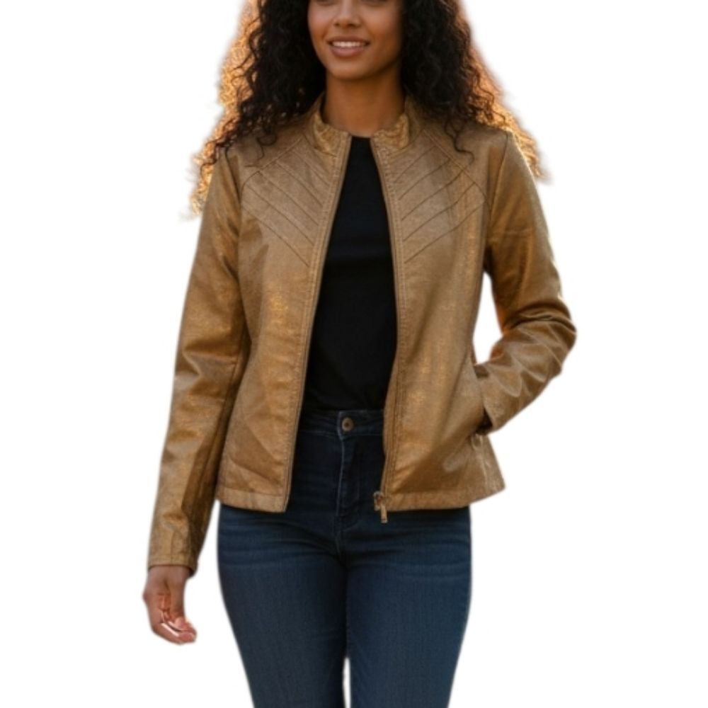 Bonworth Gold Lightweight Faux Leather Feel Jacket